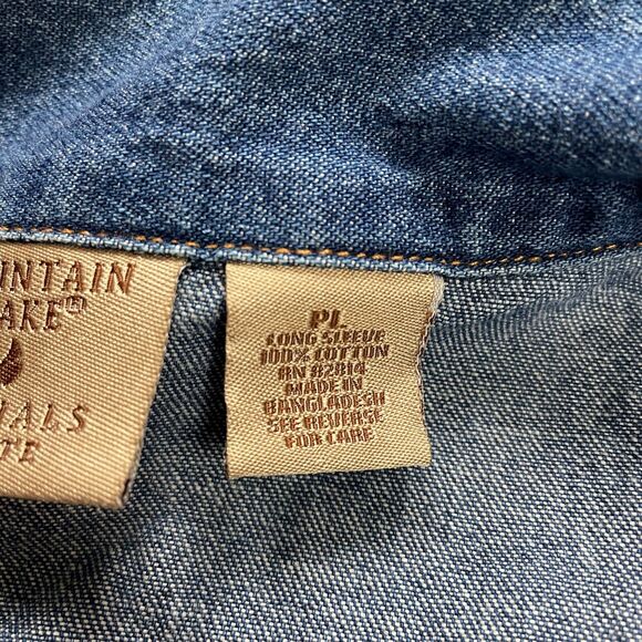 Mountain Lake Denim Jean Jacket Womens Petite Large Button Down Embroidered Boho - Picture 5 of 13